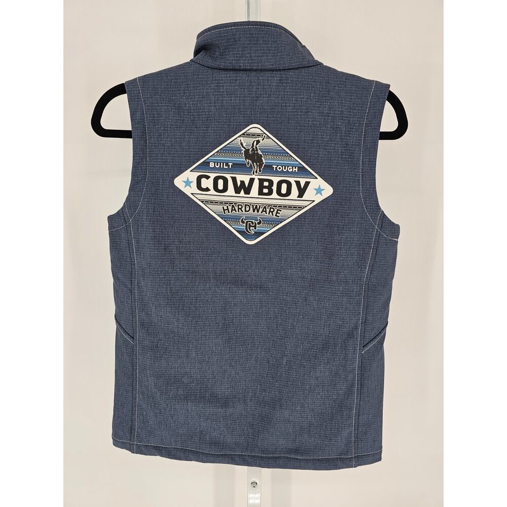 Cowboy Hardware youth boy's Sz L blue polyester shell vest Western Zip Up - Picture 4 of 4